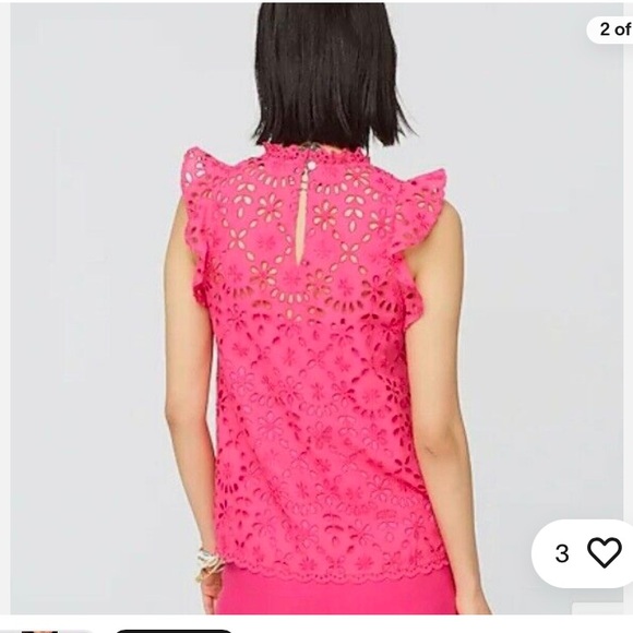 Mockneck top in embroidered eyelet - Picture 6 of 8